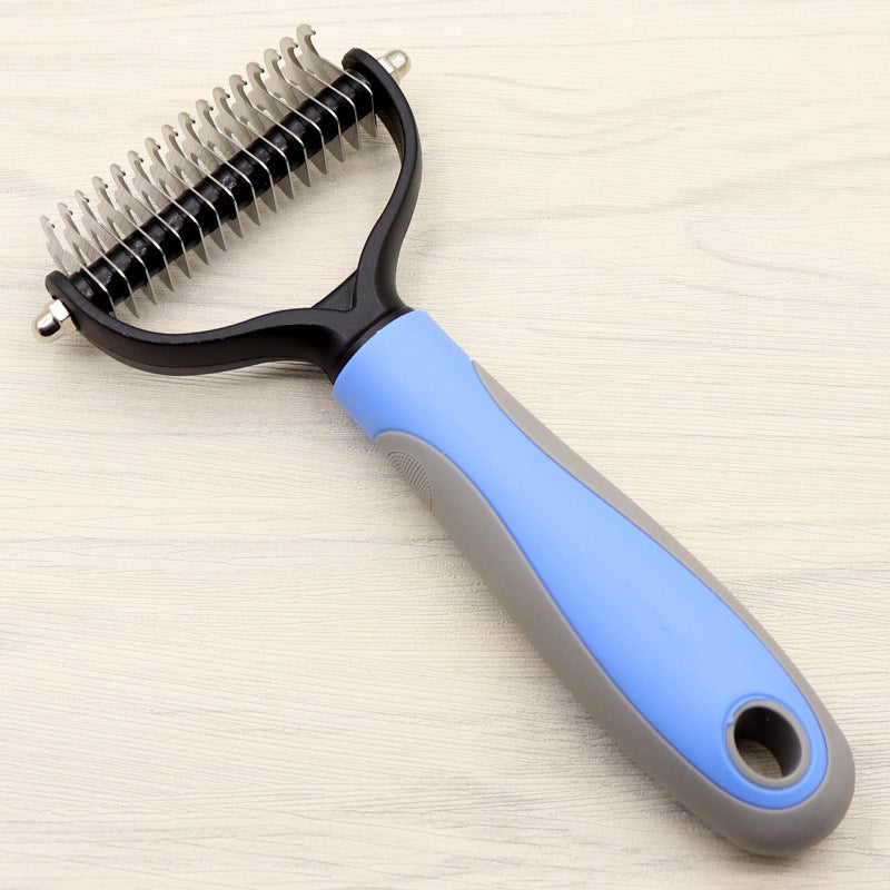 Double-Sided Deshedding & Dematting Comb for Long-Haired Dogs & Cats