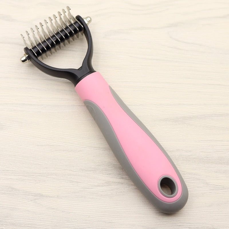 Double-Sided Deshedding & Dematting Comb for Long-Haired Dogs & Cats