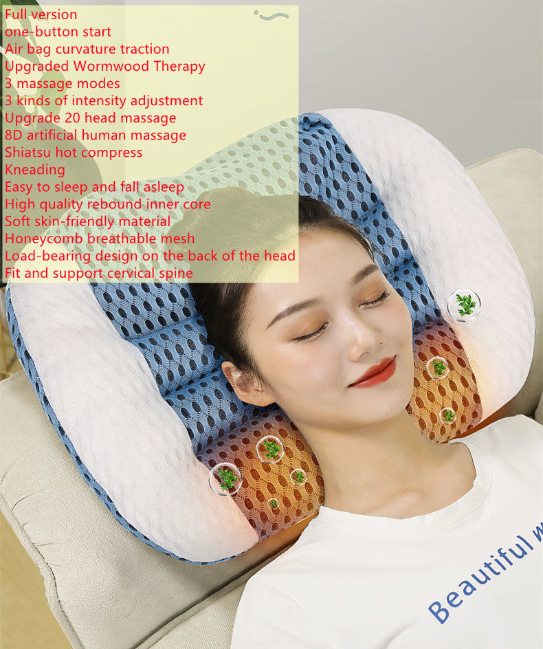 Relaxation Cervical Household Electric Massage Pillow Shoulder Back Inflatable Dual Warm Compress Use Kneading Shiatsu