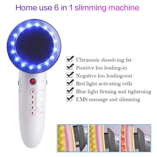 6 in 1 EMS Ultrasonic LED Cavitation Galvanic Ultrasound Thinning Body Infrared Therapy Lose Weight Fat Burn