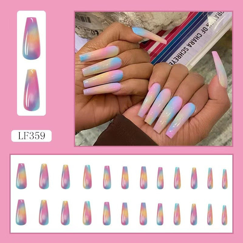 Women's Fashion Ballet Rainbow Fake Nail Art