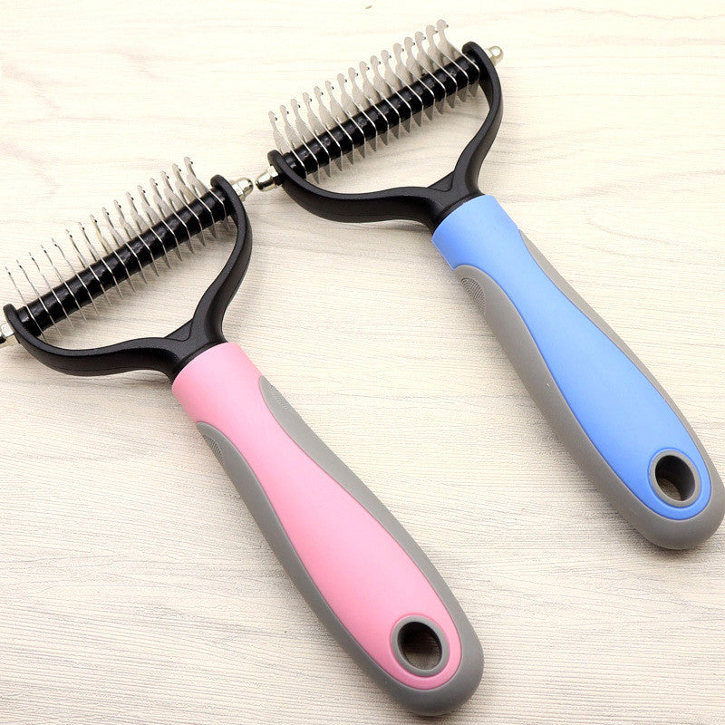 Double-Sided Deshedding & Dematting Comb for Long-Haired Dogs & Cats