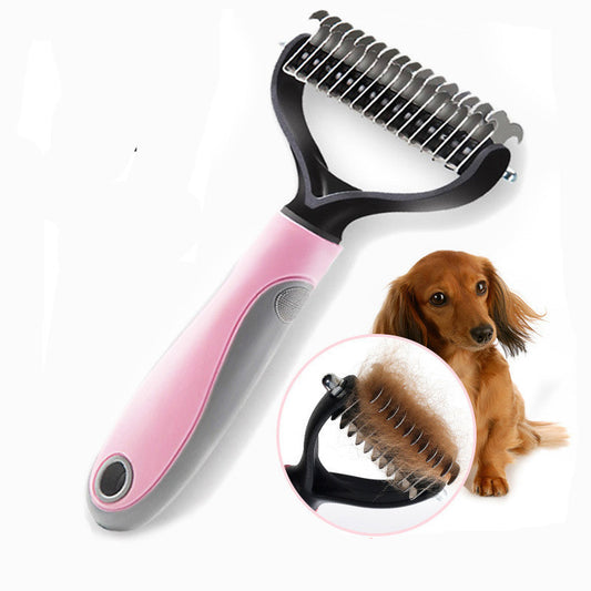 Double-Sided Deshedding & Dematting Comb for Long-Haired Dogs & Cats