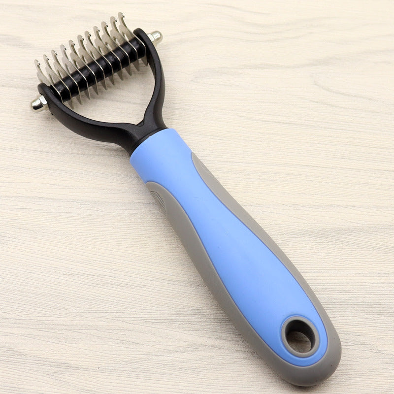 Double-Sided Deshedding & Dematting Comb for Long-Haired Dogs & Cats