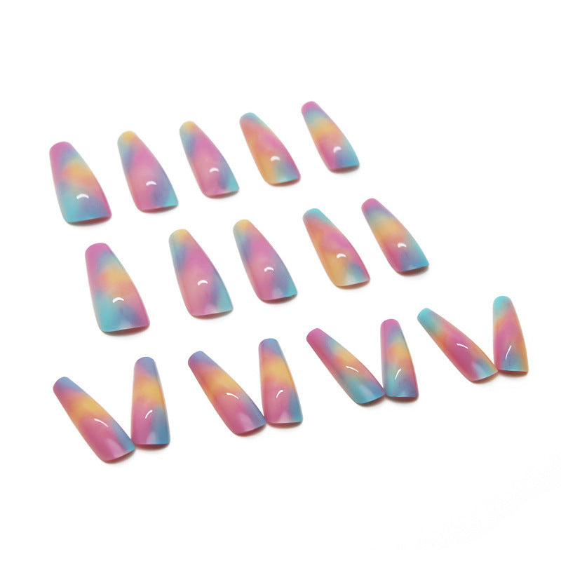 Women's Fashion Ballet Rainbow Fake Nail Art