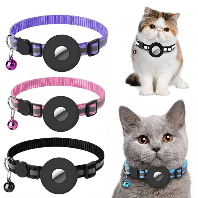 Reflective Waterproof Pet Collar with AirTag Holder - Adjustable for Dogs & Cats