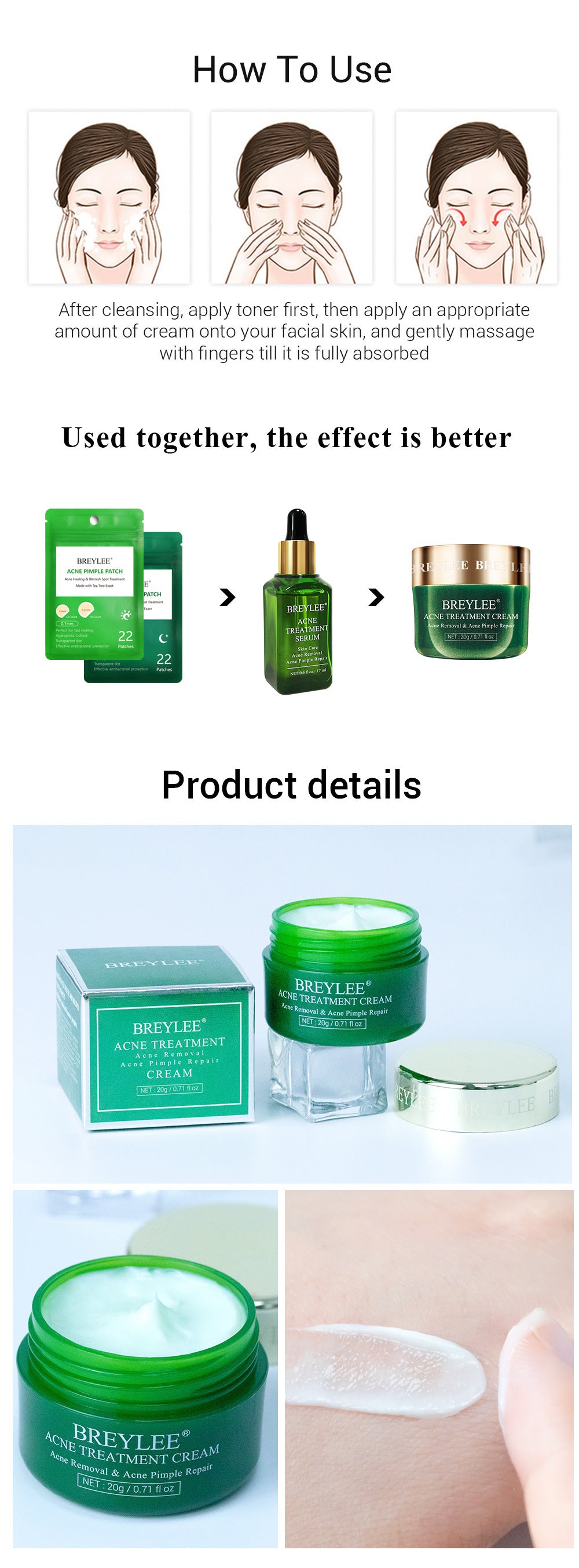 BREYLEE Tea Tree Acne Cream Moisturizing Acne Scars Scar Cream